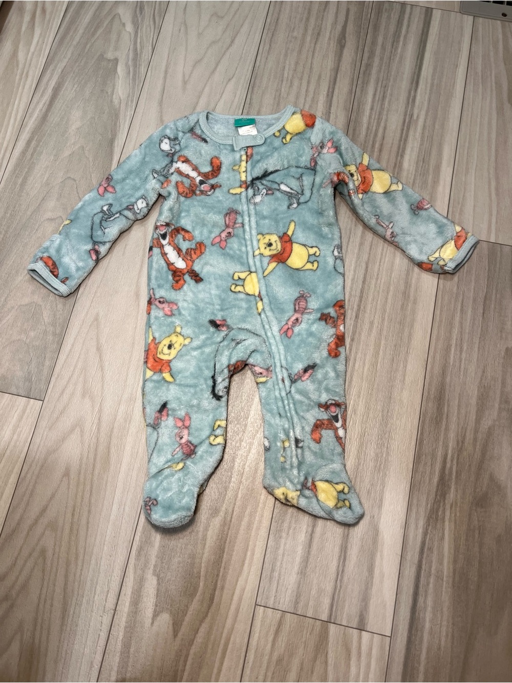 Disney Light Blue Winnie the Pooh Fleece Footie One-Piece